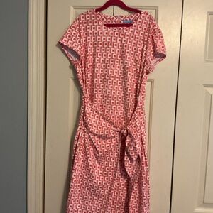 J. McLaughlin Pink Geometric Tie-Waist Midi Dress